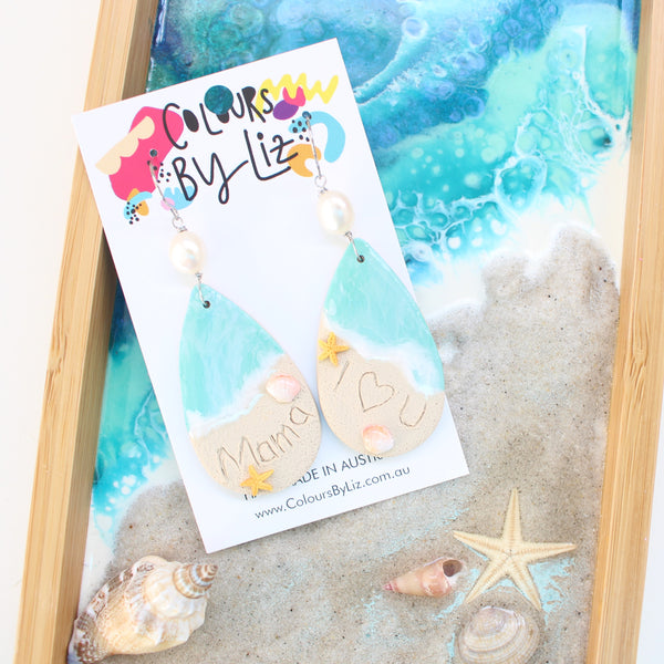 MESSAGES IN THE SAND (Resin) - Teardrop Dangles