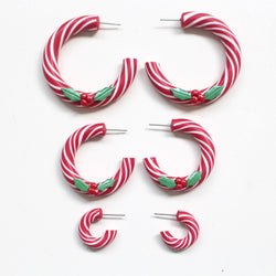 CANDY CANE - Hoop Dangles (Red/ White)