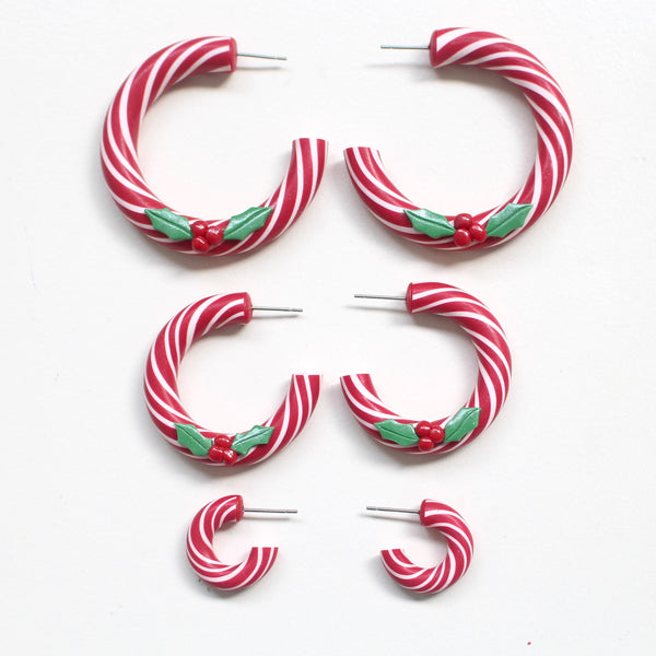 CANDY CANE - Hoop Dangles (Red/ White)