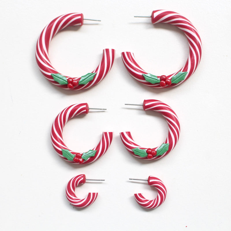 CANDY CANE - Hoop Dangles (Red/ White)