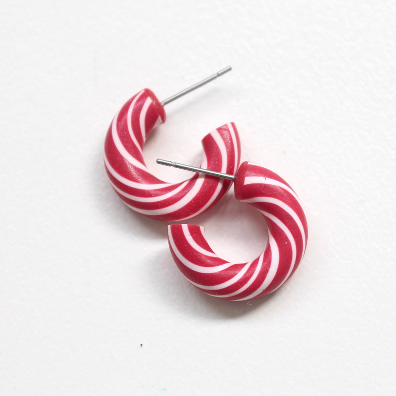 CANDY CANE - Hoop Dangles (Red/ White)