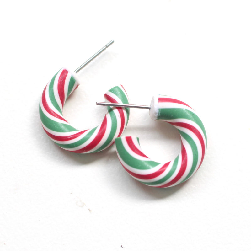 CANDY CANE - Hoop Dangles (Red/ White/ Green)