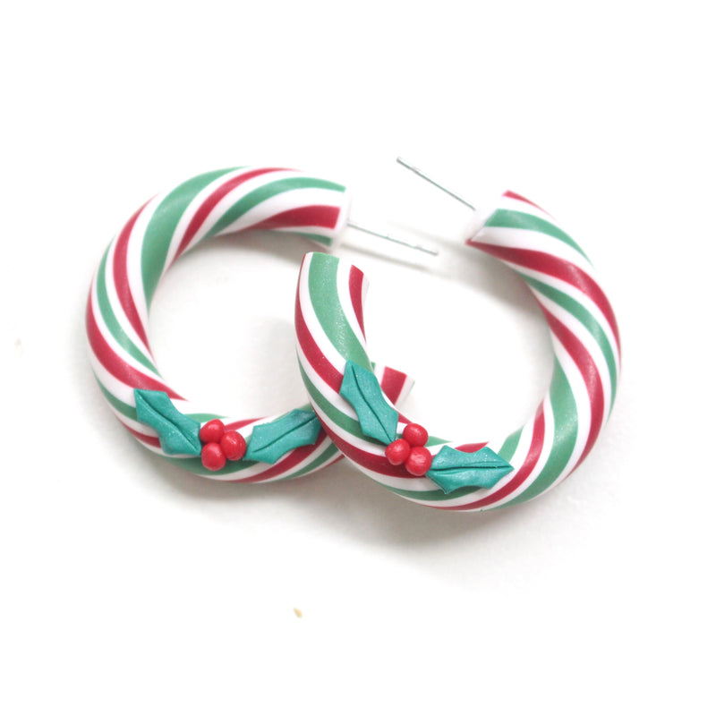 CANDY CANE - Hoop Dangles (Red/ White/ Green)