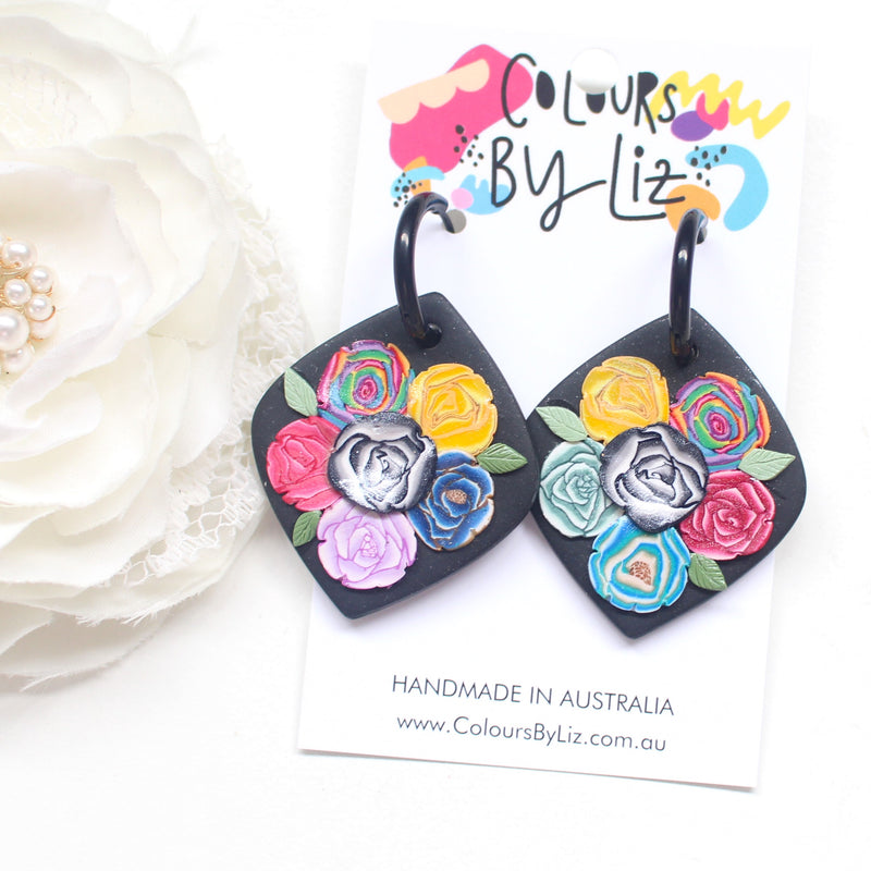 RAINBOW ROSES - Geometric Dangles