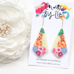 KEBAYA FLORALS (Yellow) - Scalloped Dangles