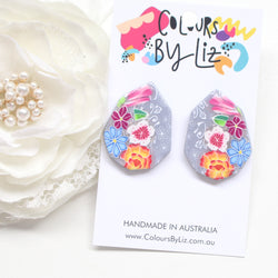 KEBAYA FLORALS (Grey) - Statement Studs