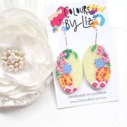 KEBAYA FLORALS (Yellow) - Oval Dangles