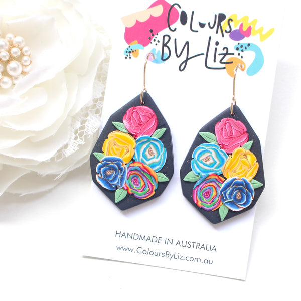 RAINBOW ROSES - Geometric Dangles