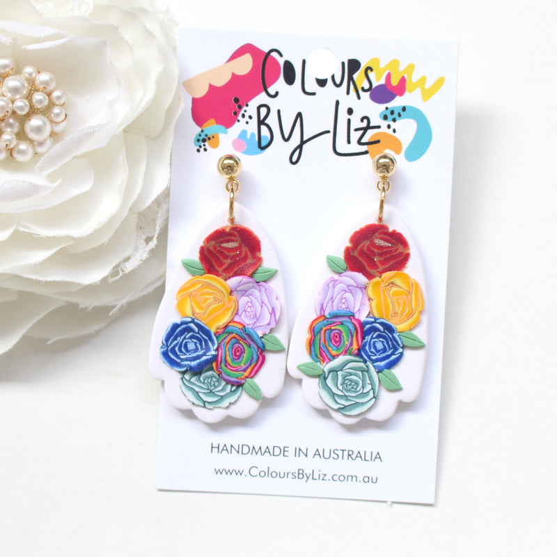 RAINBOW ROSES - Scallop Dangles