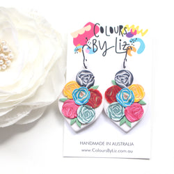 RAINBOW ROSES - Geometric Dangles