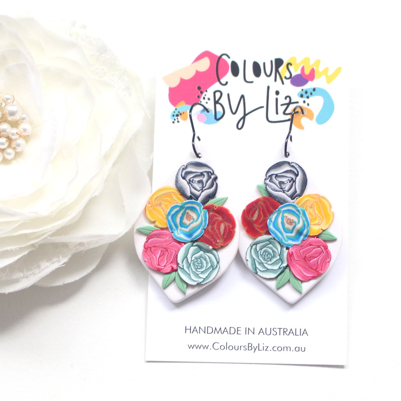 RAINBOW ROSES - Geometric Dangles