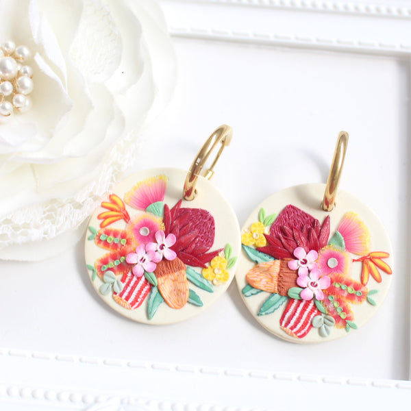 NATIVE FLORALS (Pale Yellow) - Mega Roundee Dangles