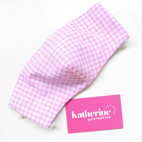 KATHERINE BY KATHERINE - Fabric Face Mask (Pink Gingham)