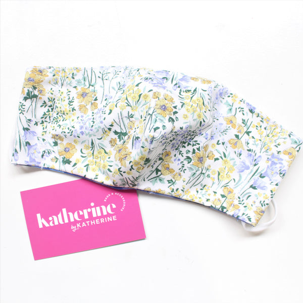 KATHERINE BY KATHERINE - Fabric Face Mask (Blue florals on white)